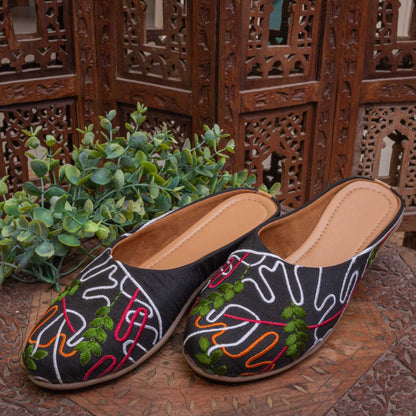 Black Color Designer Jutti with Embroidery Work