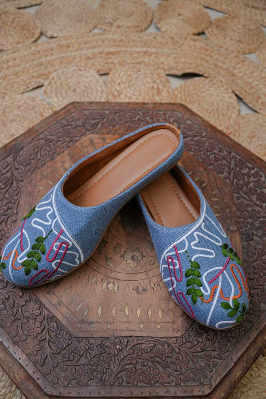 Blue Color Designer Jutti with Embroidery Work
