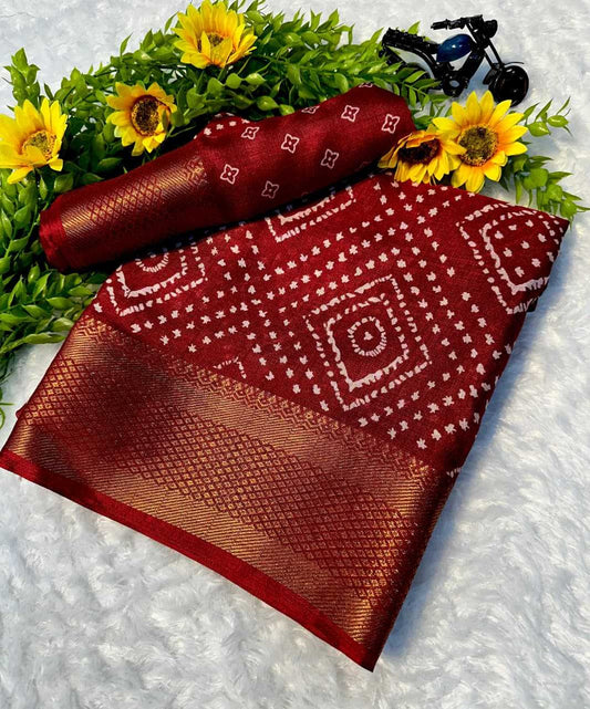 Pure Dola Red Violet Silk Saree with Jacquard Border
