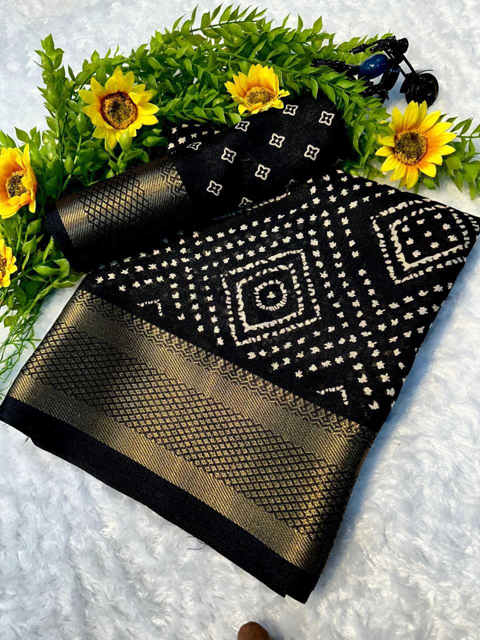 Pure Dola Black Silk Saree with Jacquard Border