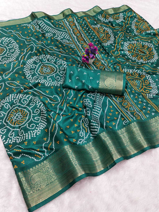 Rama Green Dola Silk Saree