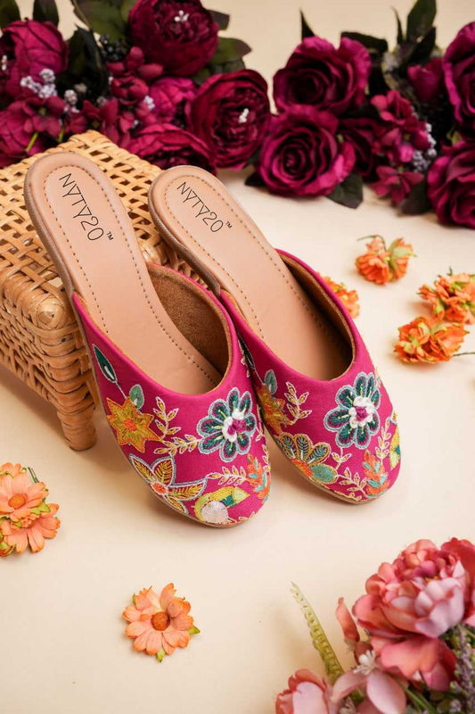 Pink Jutti Multi Floral design with Vines