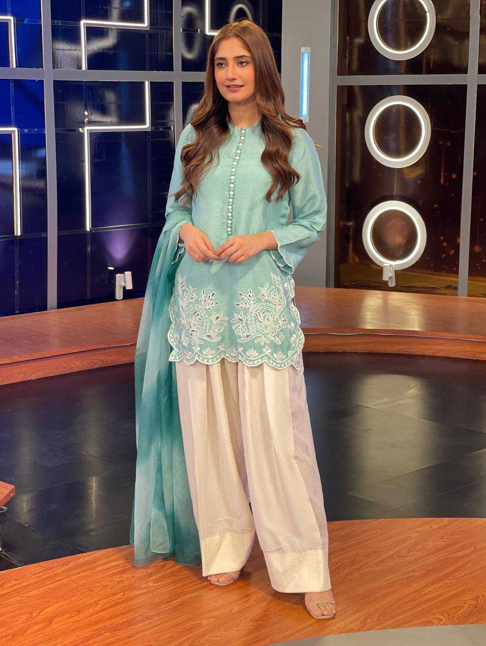 Light Blue Heavy Georgette With Embroidery Work