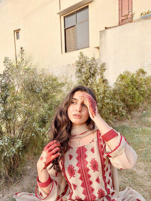 Biege Kurta Set with Micro Set Embroidery