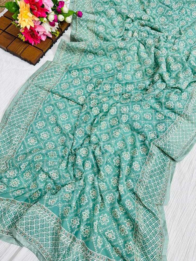 Beautiful Lucknowi embroidery with silver jari touch up