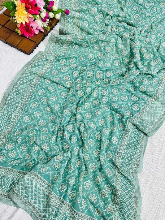 Beautiful Lucknowi embroidery with silver jari touch up