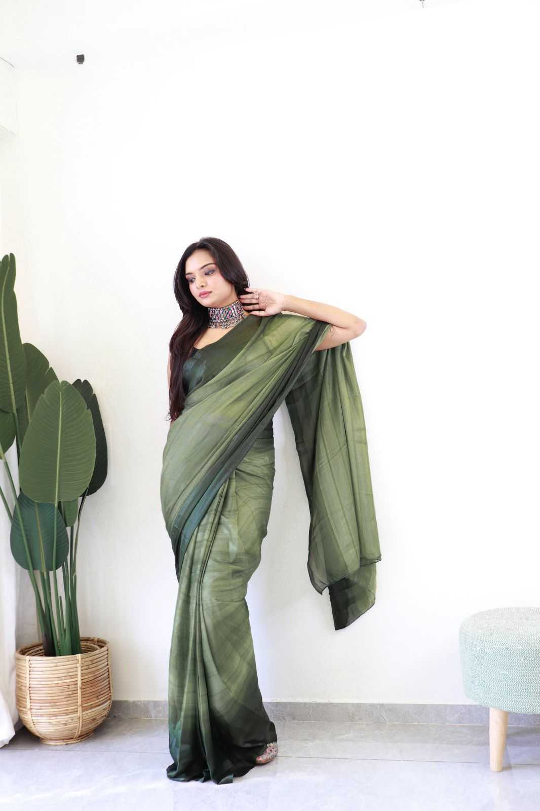 Green Georgette RimiZim Saree