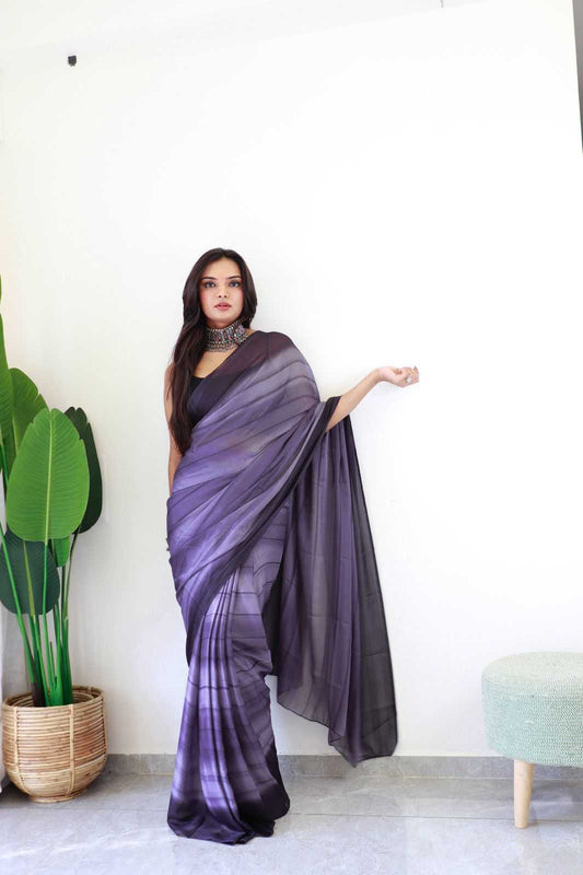 Lavender Georgette RimiZim Saree
