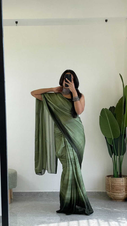 Green Georgette RimiZim Saree