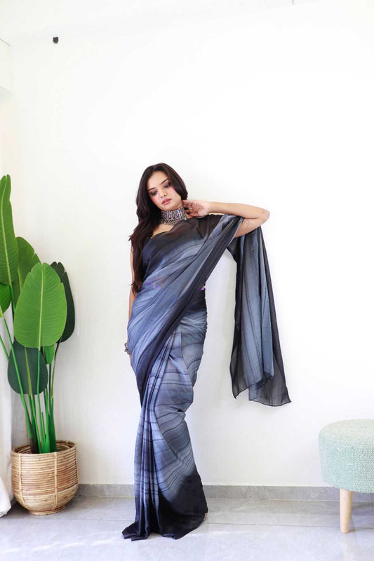 Blue Georgette RimiZim Saree