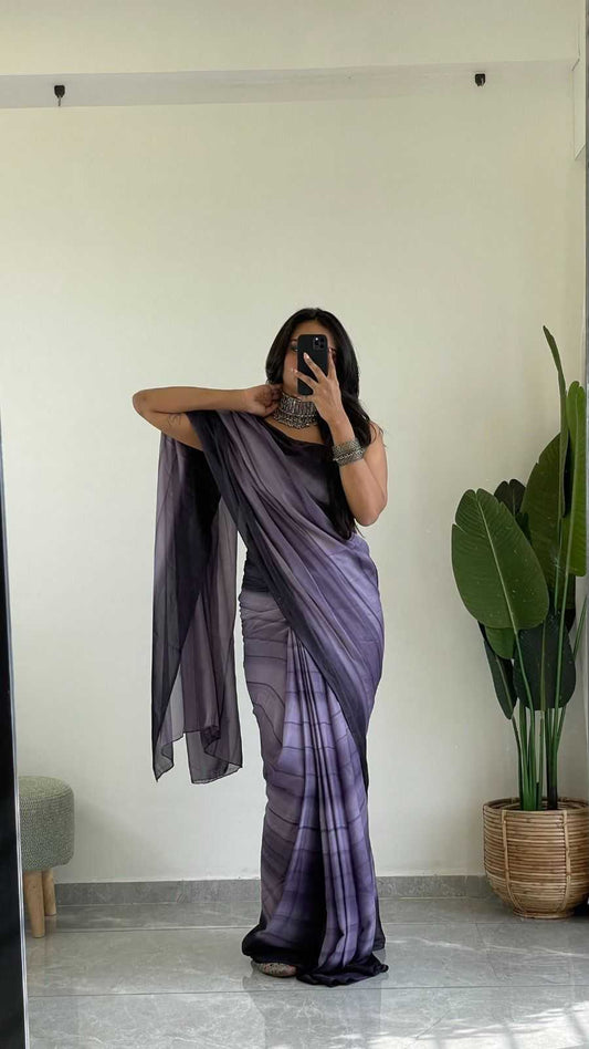Lavender Georgette RimiZim Saree
