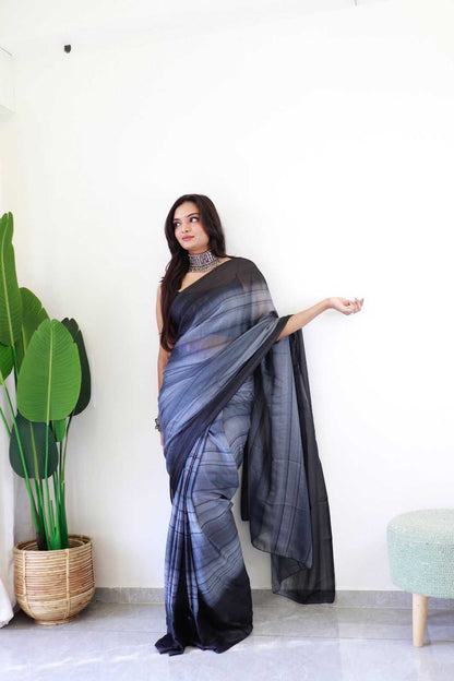 Blue Georgette RimiZim Saree