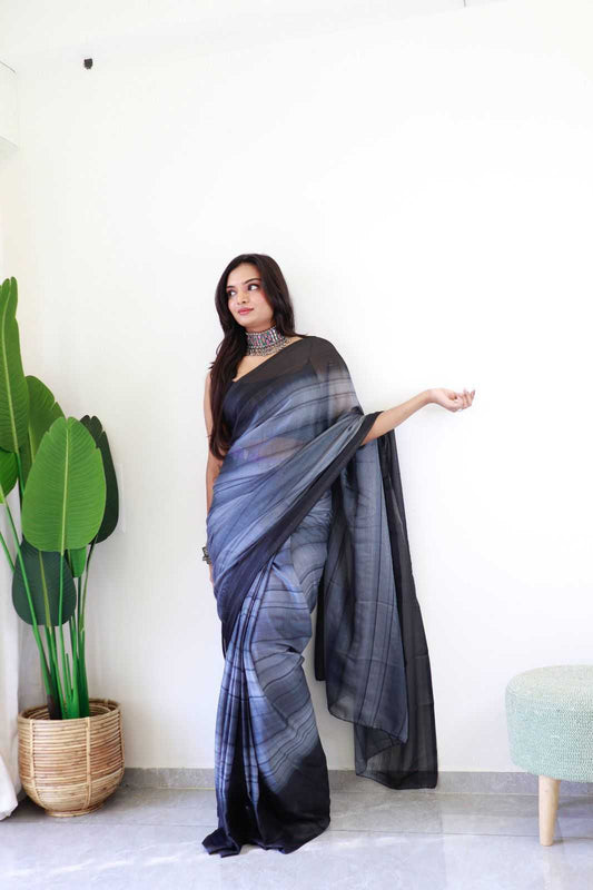 Blue Georgette RimiZim Saree