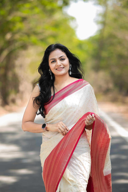 Pure Soft Khadi Georgette White Silk Saree