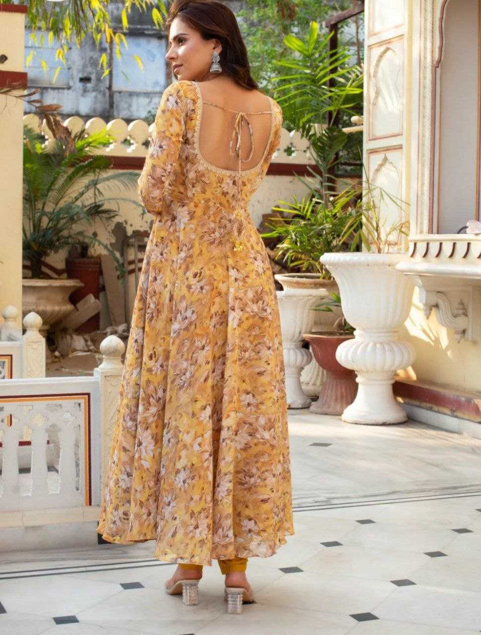 Floral Printed Gown Classic Chudidar Sleeves