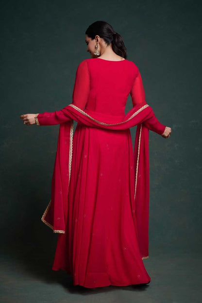 Gota Patti Anarkali Bright Red Color