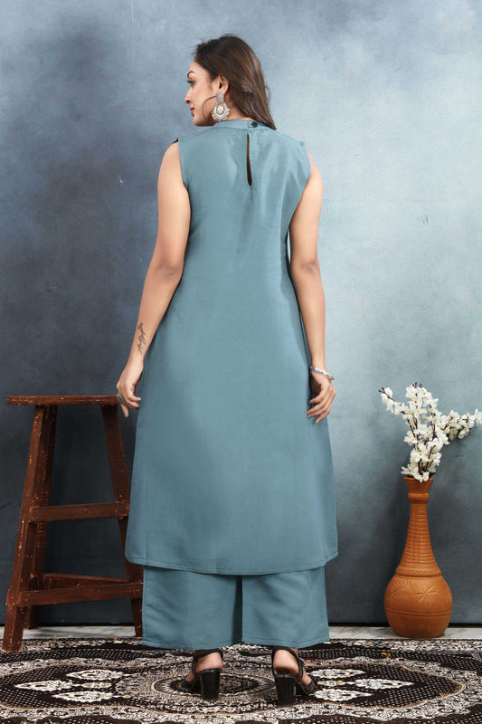 Heavy Roman Silk Lavender Kurthi Set