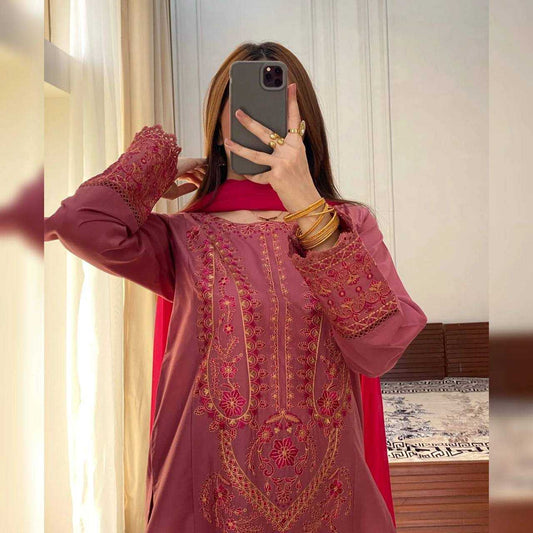 Red Kurti Embroidery Work With Gpo Lace