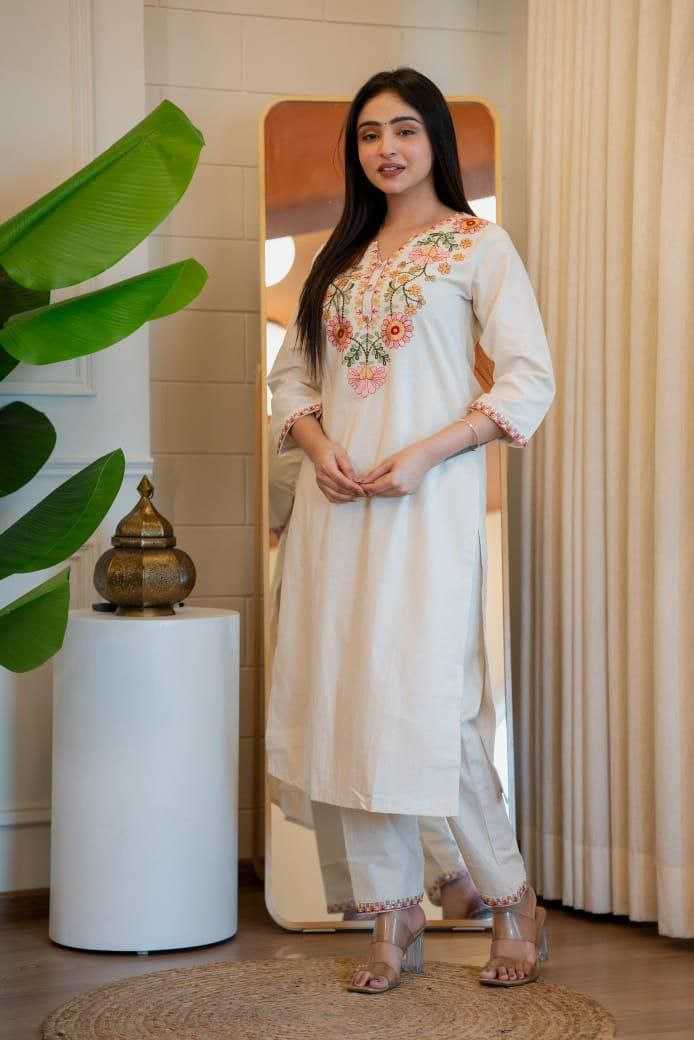 Pure Khadi Cotton Embroidery With Sequence Work