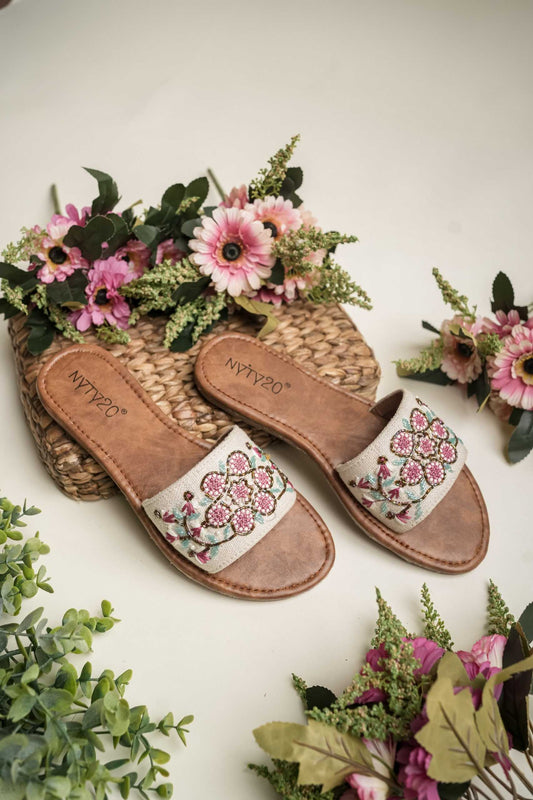 Pink Spiral floral design Flats