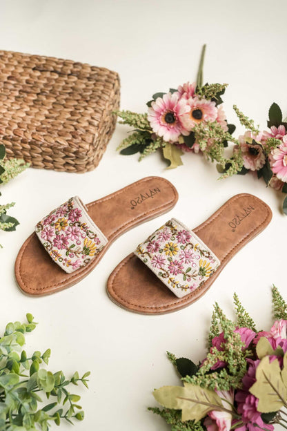 Pink Floral Traditional Handcrafted Flats