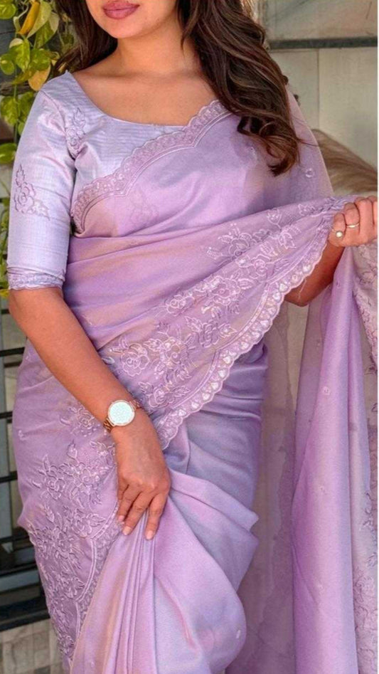 Taspa organza Mono Cotton Lavender Saree