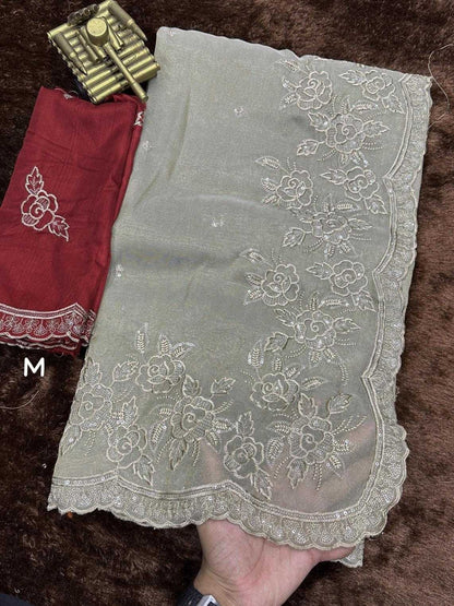 Taspa organza Mono Cotton Biege Saree