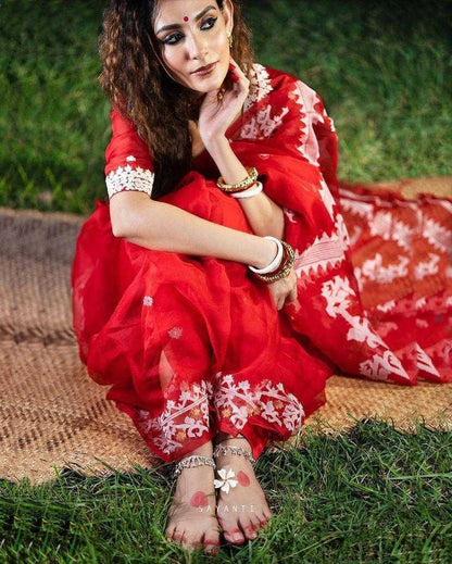 Heavy Soft Organza with Beautiful C -Pallu with Heavy Embroidery