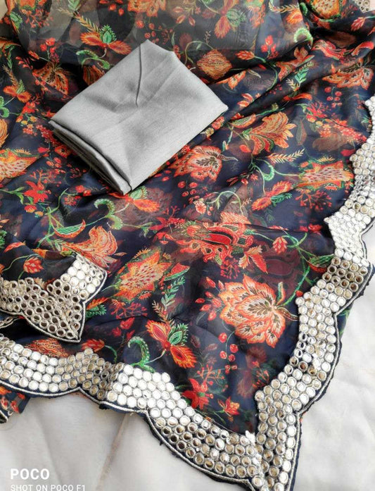 Fabric soft Organza Silk With Digital Print
