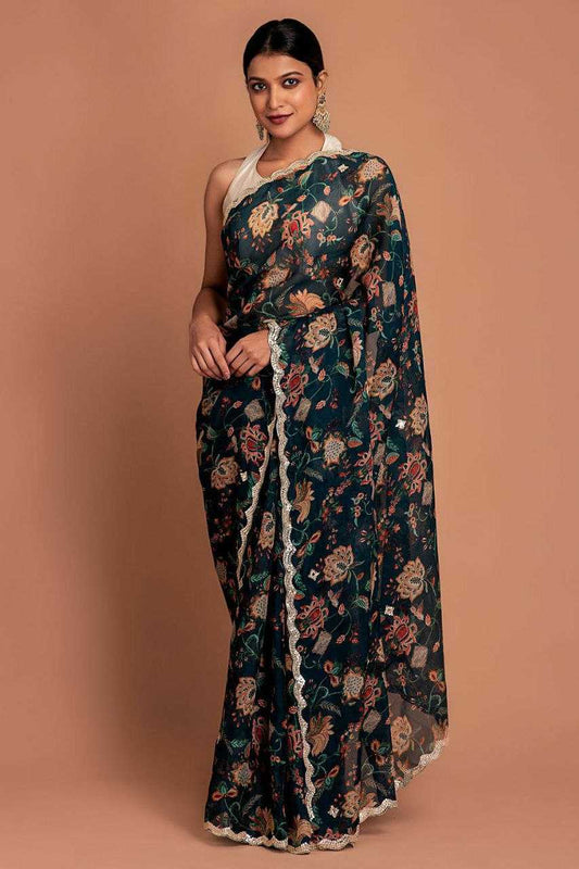 Fabric soft Organza Silk With Digital Print