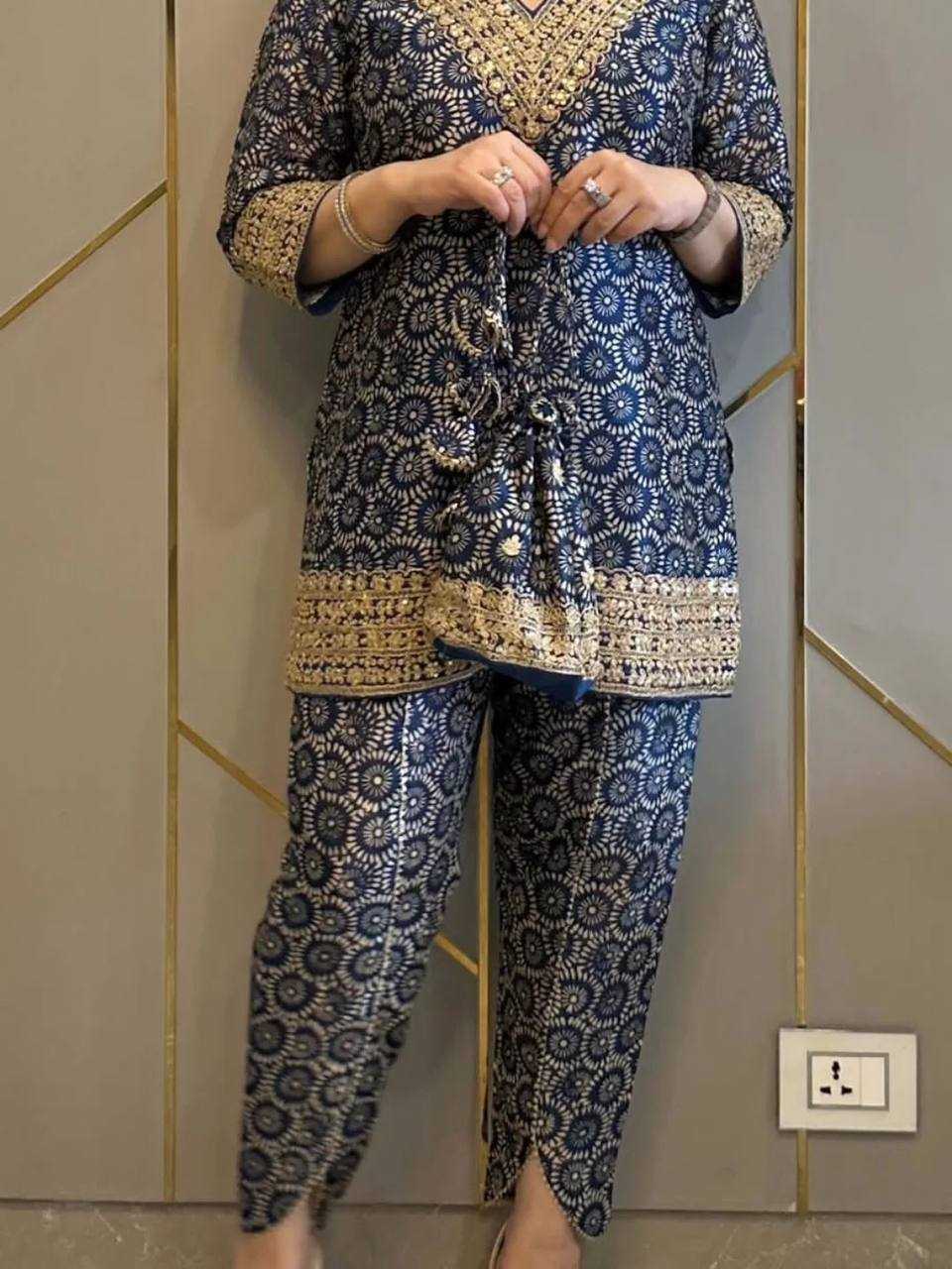 Pure Natural Crepe Blue Co-ord Set