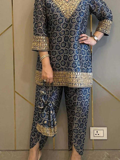 Pure Natural Crepe Blue Co-ord Set