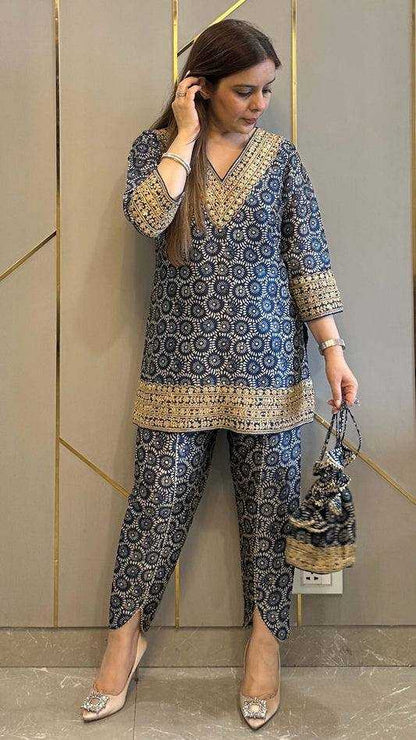 Pure Natural Crepe Blue Co-ord Set
