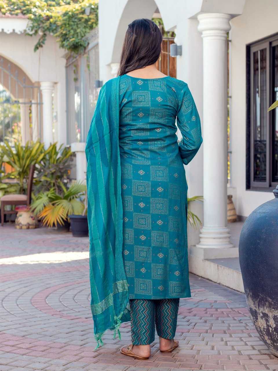 Sky Blue Kurti with Floral Embroidery Print