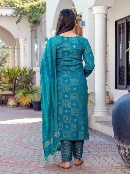 Sky Blue Kurti with Floral Embroidery Print