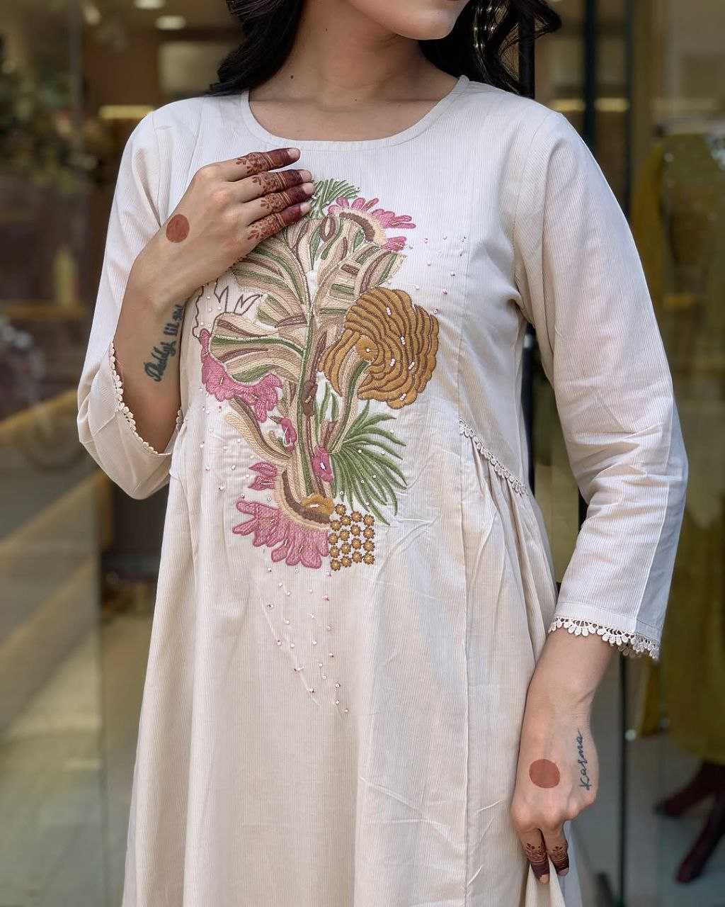 Pure Viscose Rayon Slub With Sequence Embroidery Work