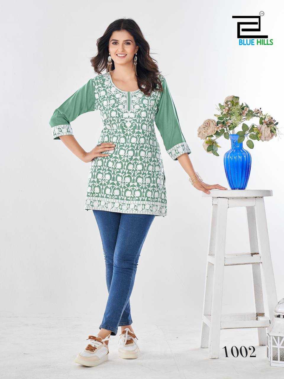 Short Length Chikankari Green Kurti