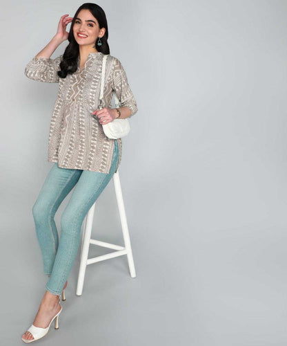 Ruby cotton Grey Short Kurti