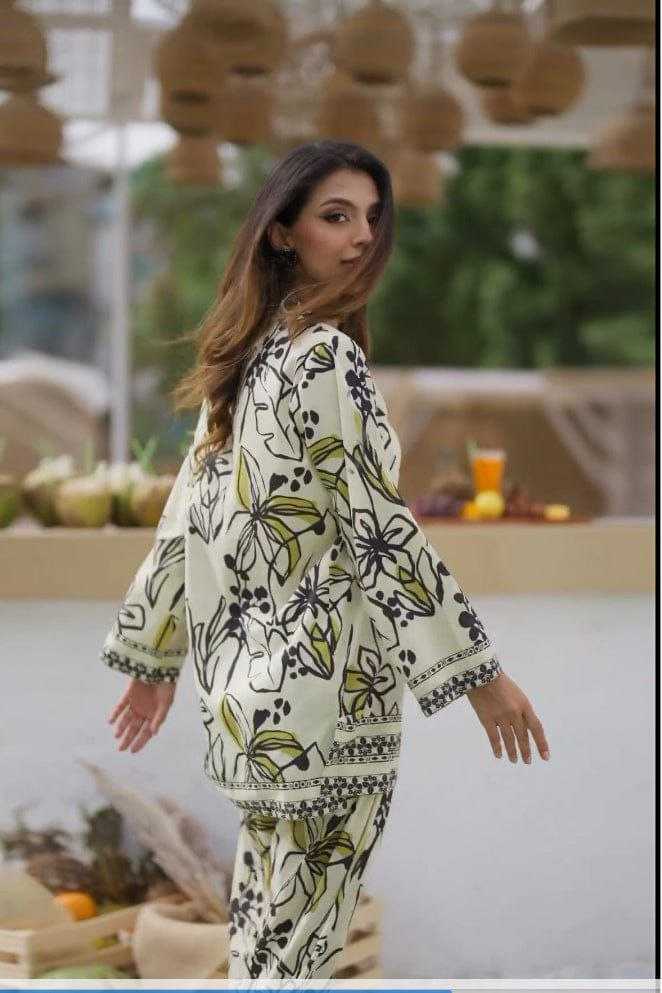 Pure Malai Satin Silk Large floral Print Co-ord Set