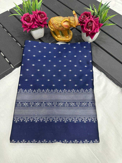 Pure Mercerised Blue Cotton Silk Saree Design Border