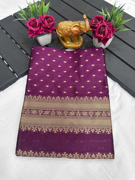Pure Mercerised Wine Cotton Silk Saree Design Border