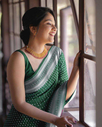 Pure Mercerised Green Cotton Silk Saree Design Border