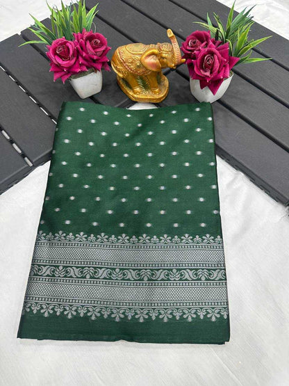 Pure Mercerised Green Cotton Silk Saree Design Border