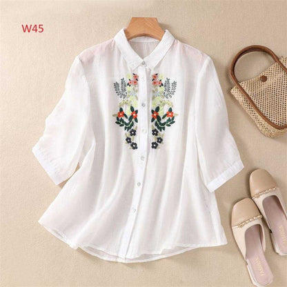 Western White Tunics Shirts Heavy Biskit Slub with Embroidery Stich Work