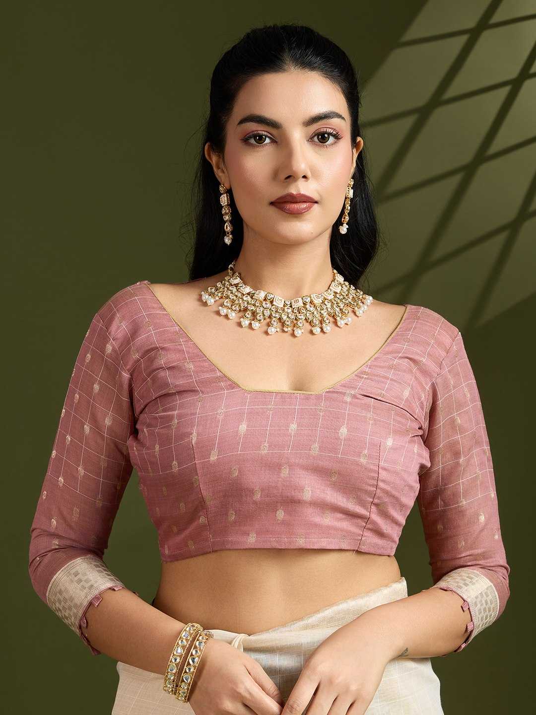 Premium soft Muga Pink Cotton saree with traditional kalamkari peacock