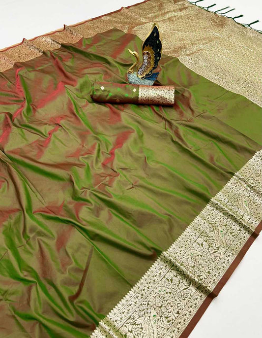 Green Soft Gala Silk Saree