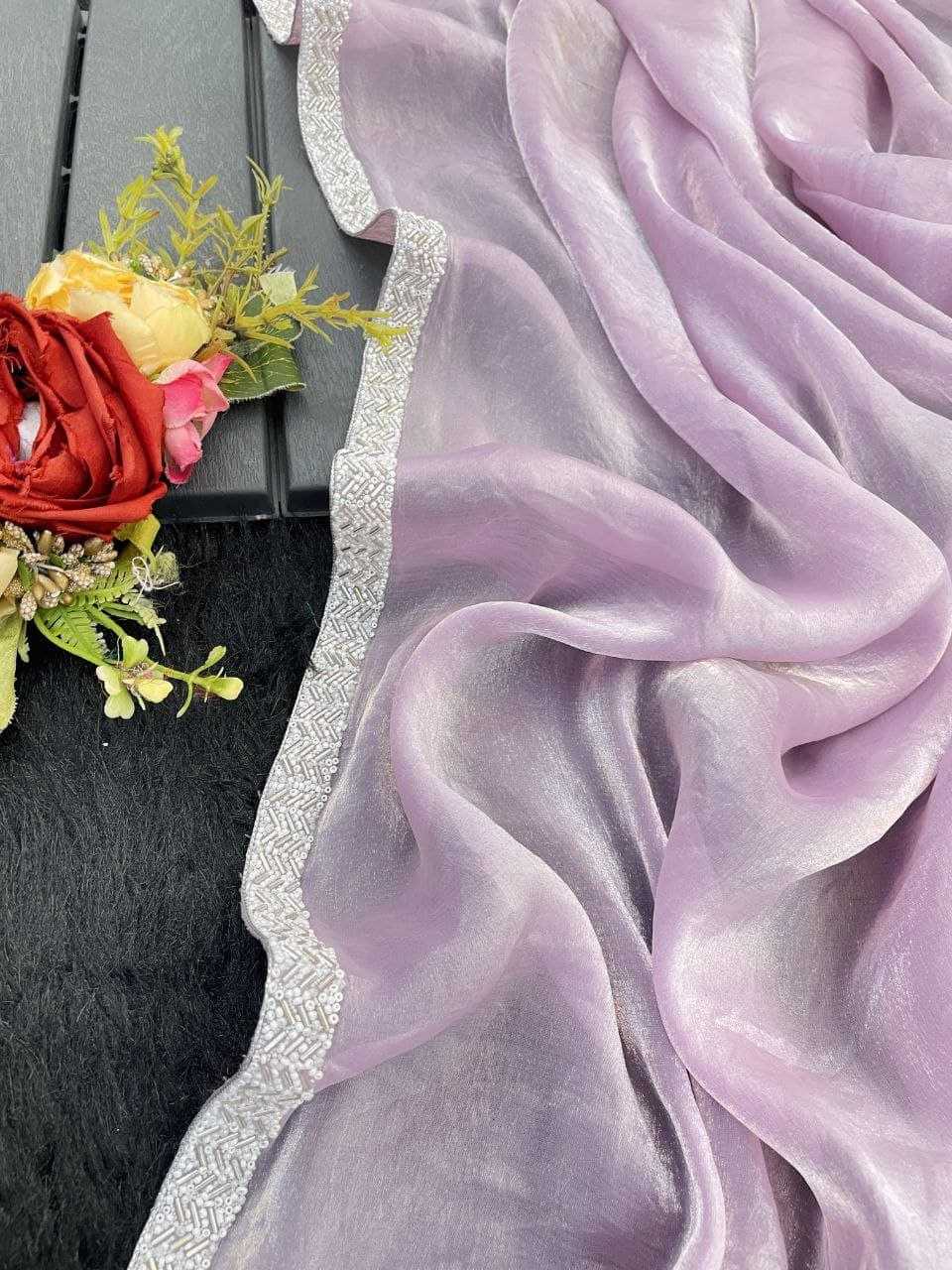 Lavender Space silk saree