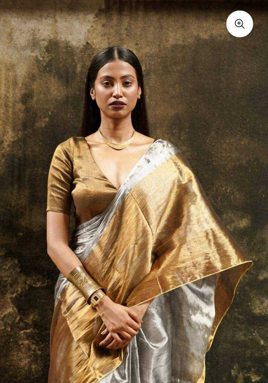 Grey Tissue Silk Half Saree
