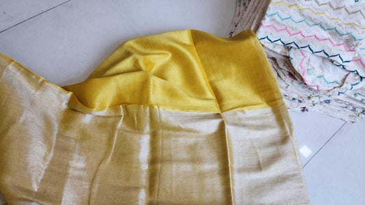 Yellow Tissue Silk Half Saree