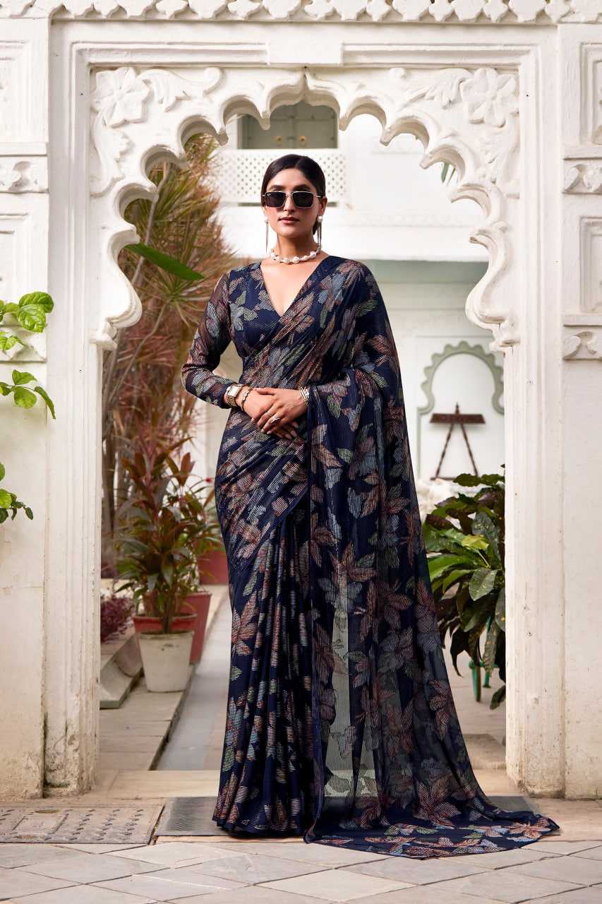 Floral Viscose Lurex Brasso Black Saree
